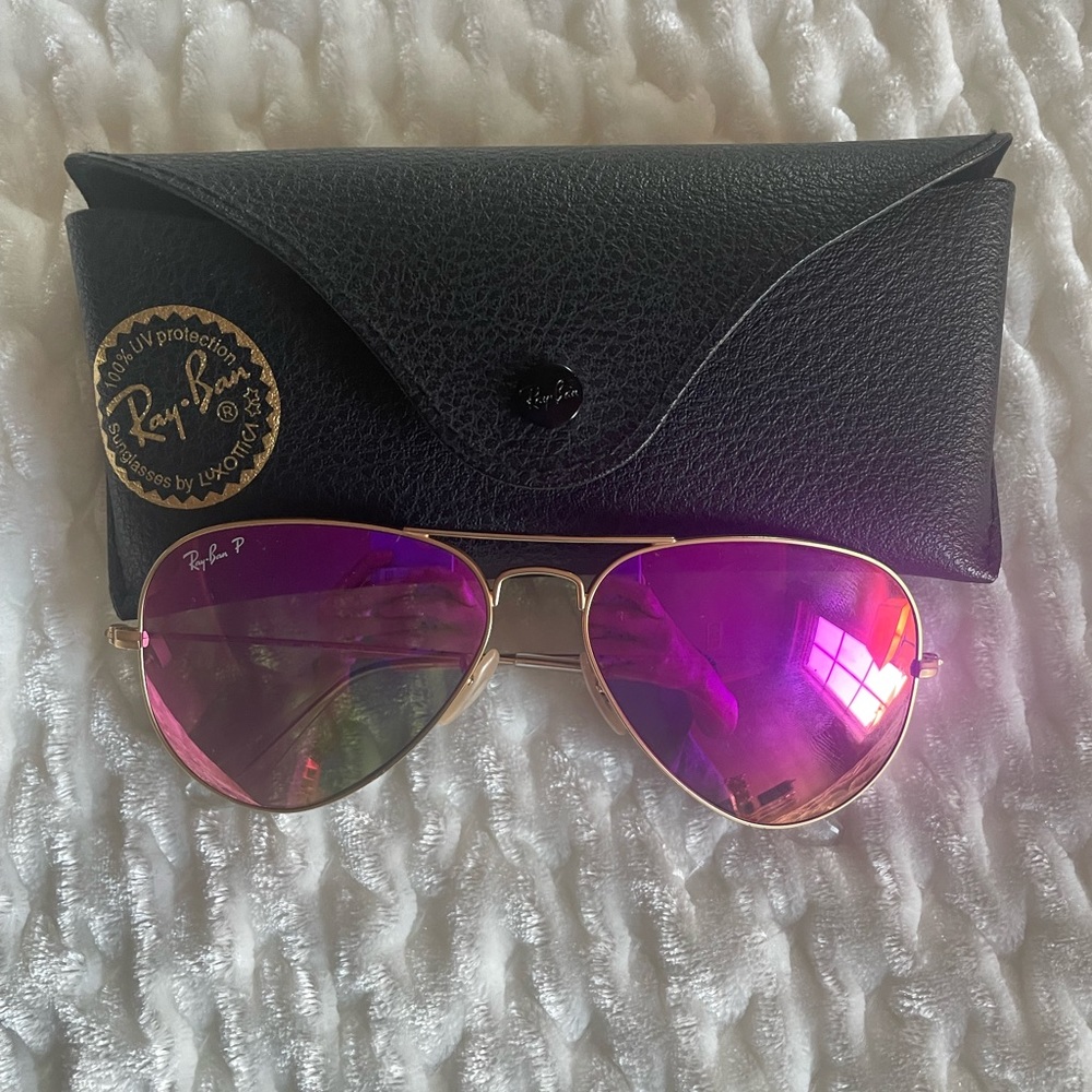 Ray ban polarized aviator pink and gold flash lenses